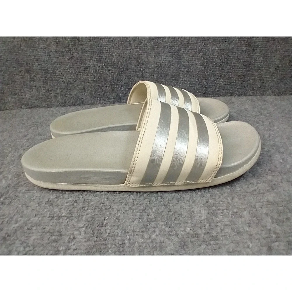 Adidas‎ Adilette Comfort Slides Wonder White Silver Metallic GW8746 Mens Size 9